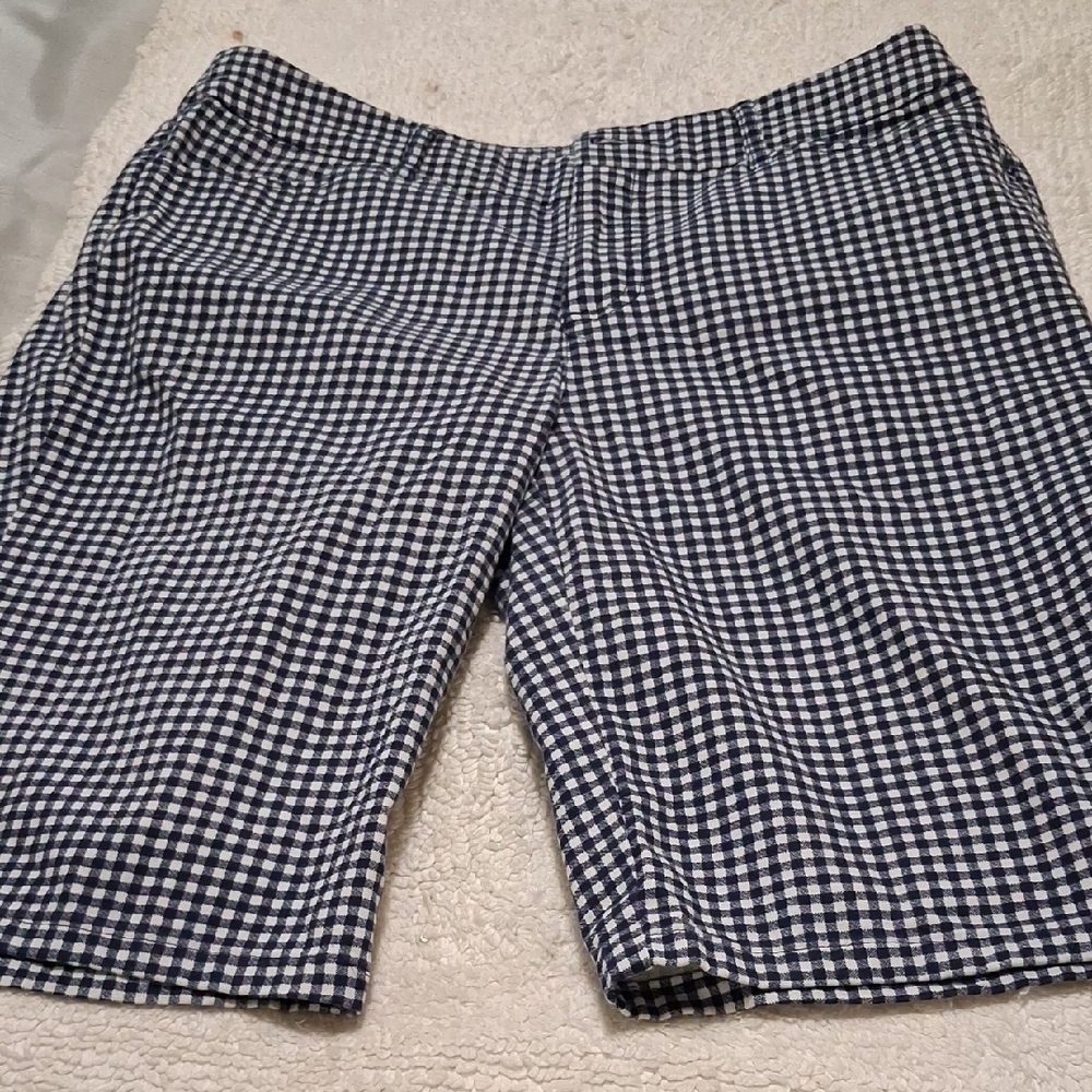 St. John's Bay Navy Checkered Flat Front Shorts